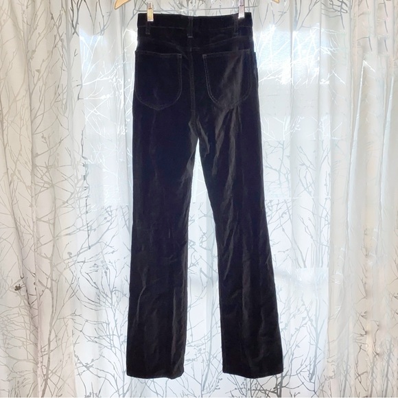 REFORMATION BLACK MALI STRETCH VELVET PANTS high rise bootcut flare velour jeans - Picture 5 of 13